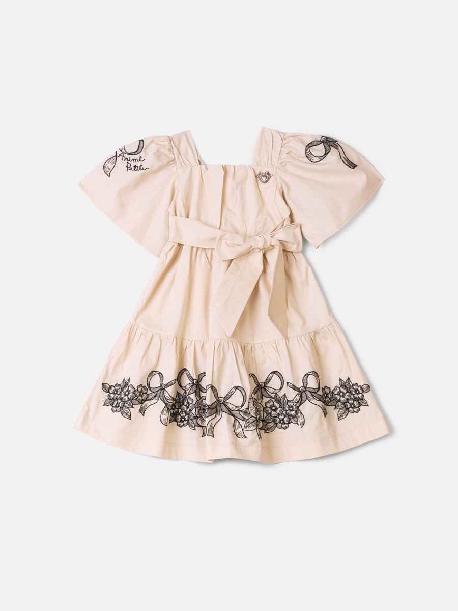 Animê Girls' Dress – Floral Embroidery and tiered gathered