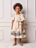 Animê Girls' Dress – Floral Embroidery and tiered gathered