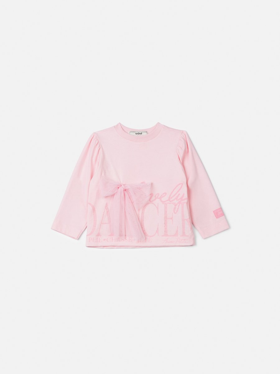 Coolege Cute Anime Girl Children's Blouse with Tulle Bow