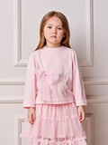 Animê Girls' Top – College Cute with Tulle Bow
