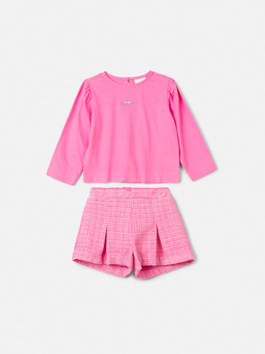 Children's Anime Tweed Girl Set with Pleats