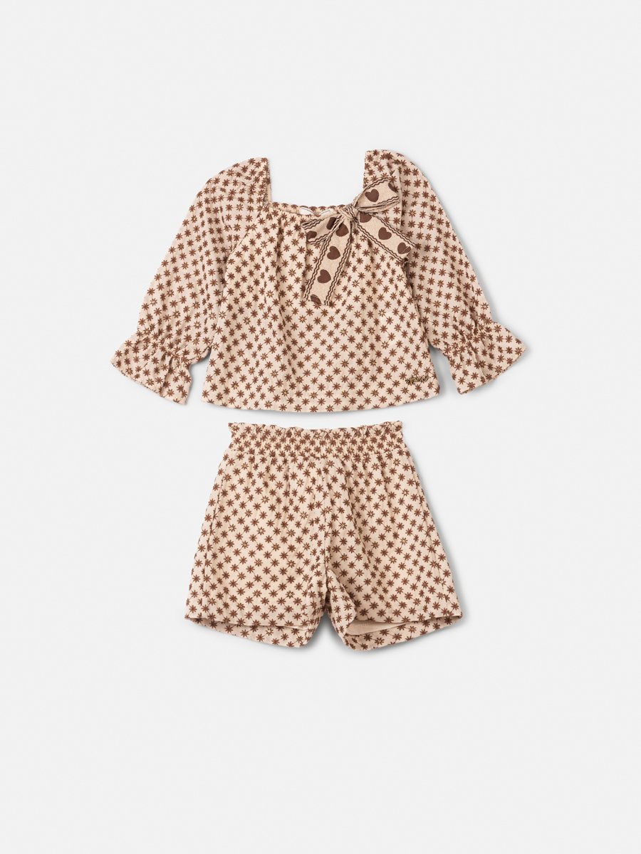 Anime Girl Children's Set with Embroidery and Heart Bow