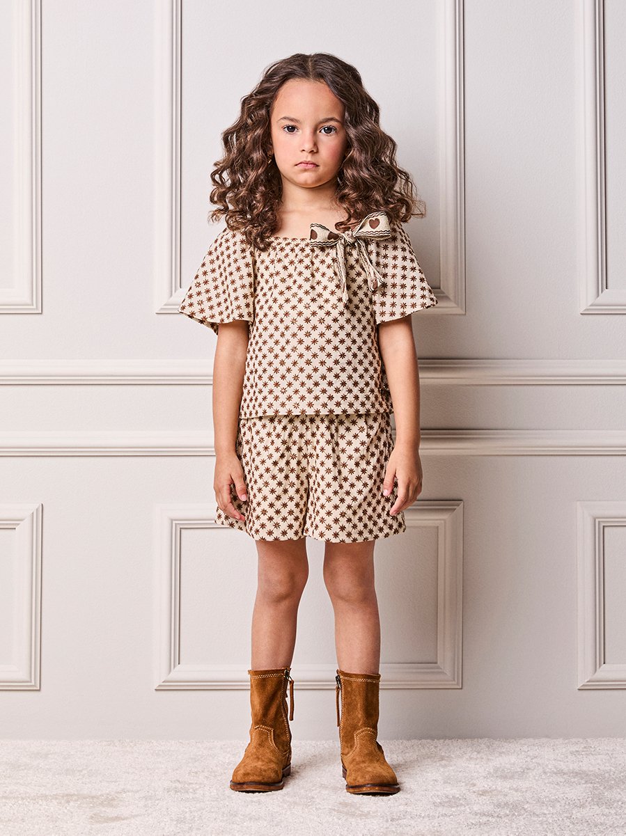 Animê Girls' Set – Embroidered with Bow in hearts
