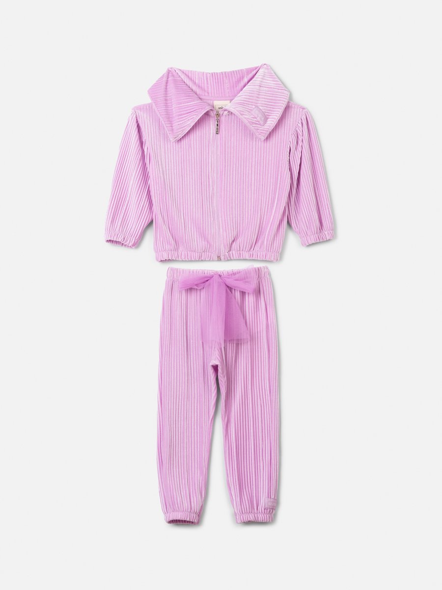 Lilac Pleated Velvet Anime Girl Children's Set