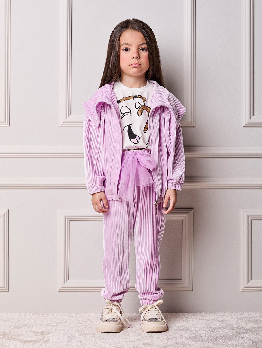 Lilac Pleated Velvet Anime Girl Children's Set