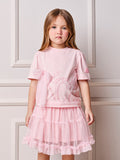 Children's Blouse Anime Girl Lovely Dancer with Tulle Bow