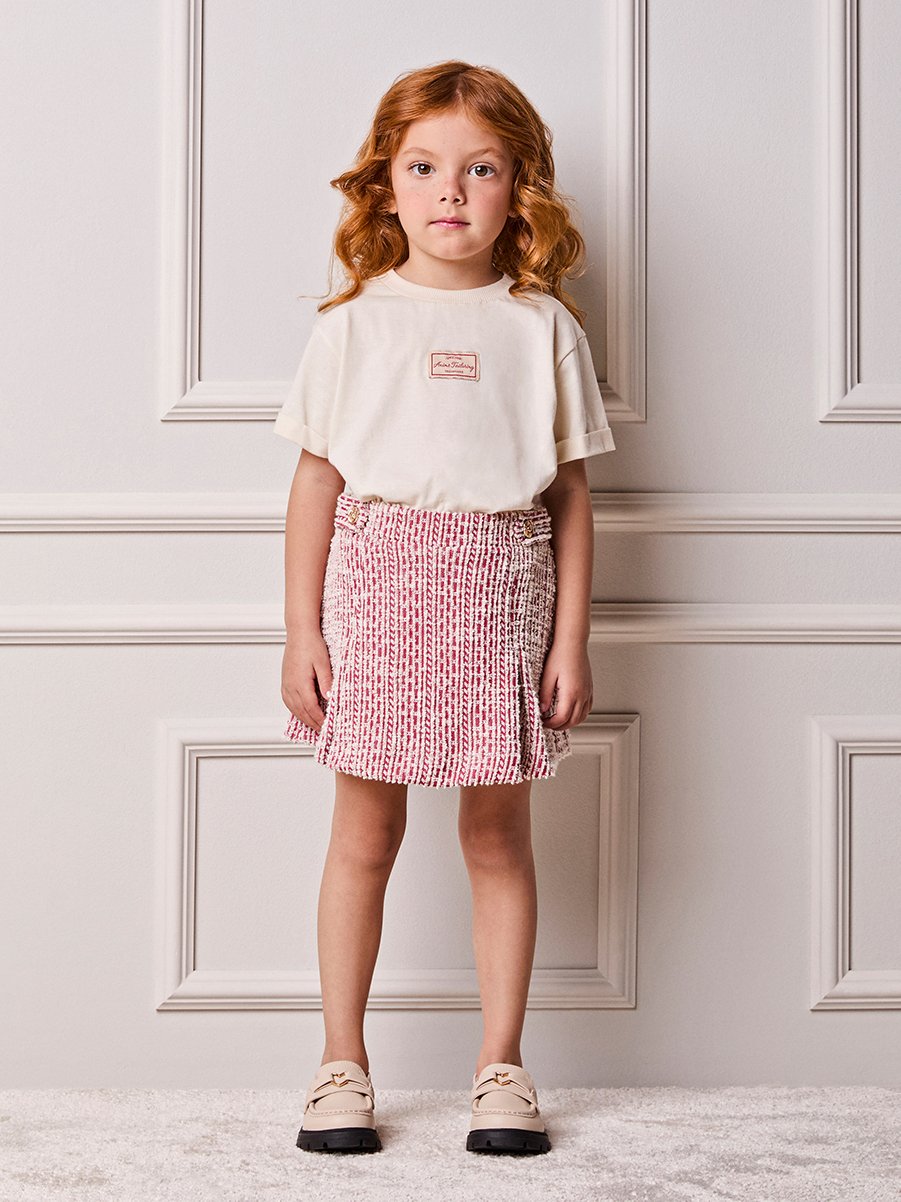 Animê Girls' Set – Tweed Cherry with Pleats