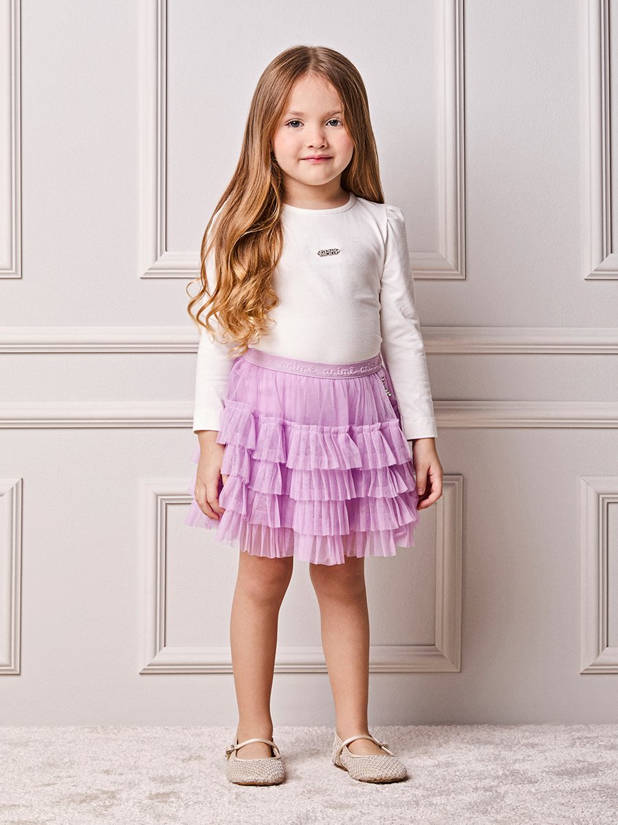 Animê Girls' Set – Long Sleeve with Frill Tulle