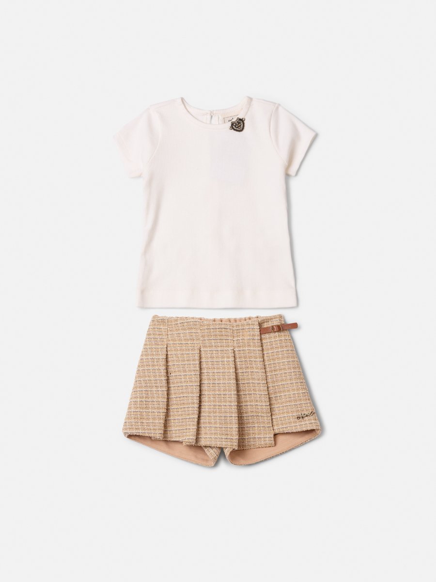 Animê Girls' Set – Ribbed with Tweed and Buckle