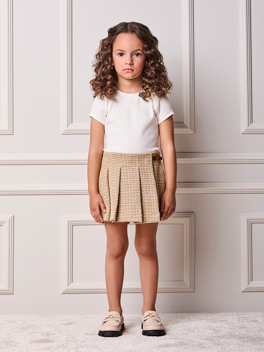 Children's Animê Girl's Ribbed Set with Tweed and Buckle