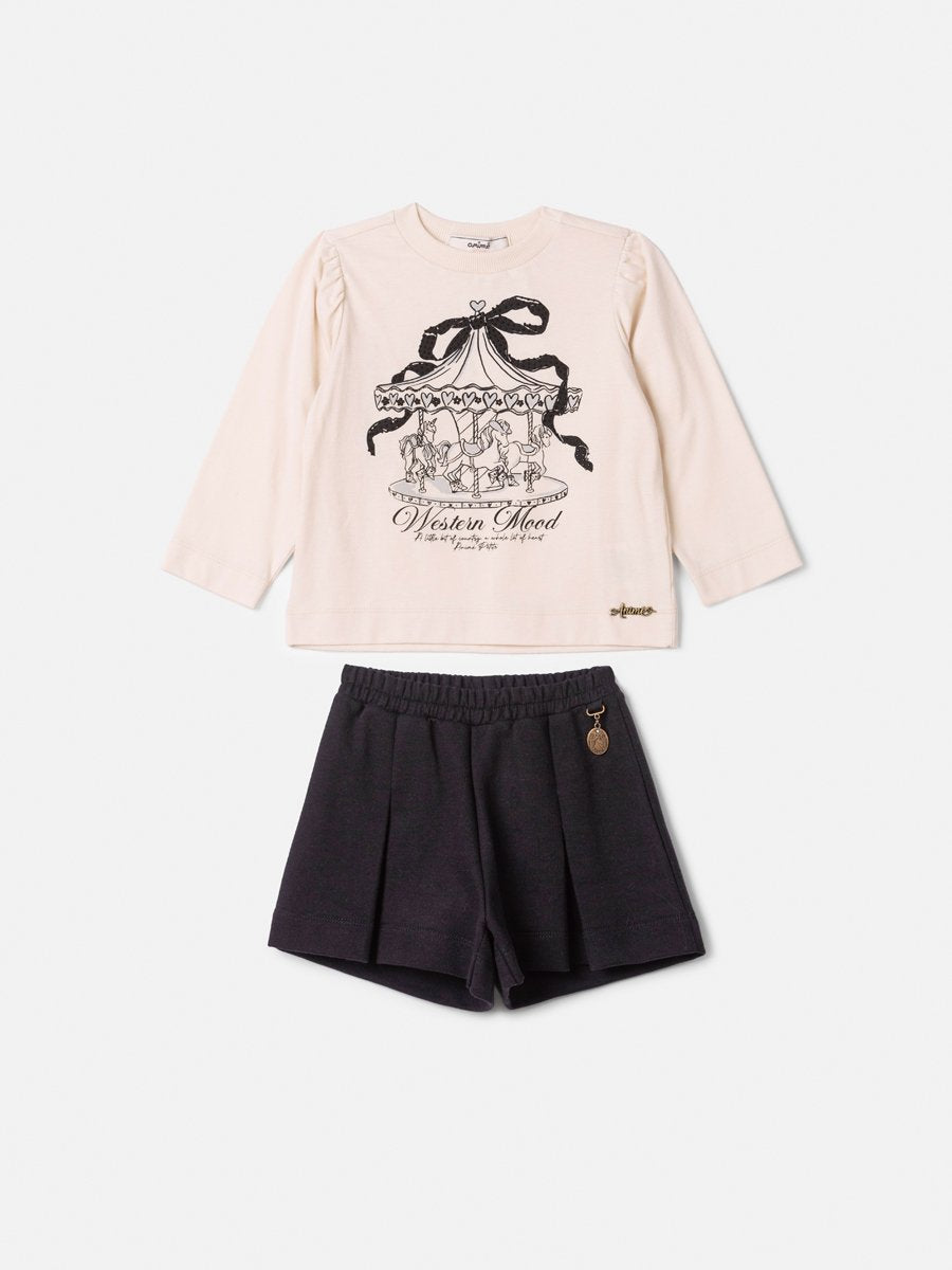Children's Set Anime Western Mood Girl with Pleats