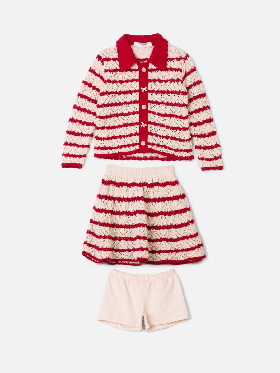 Striped Knitting Anime Girl Children's Set