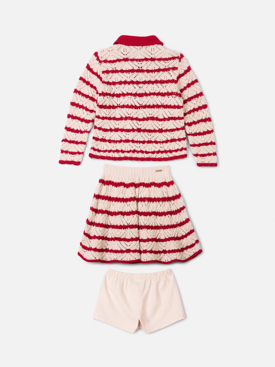 Striped Knitting Anime Girl Children's Set