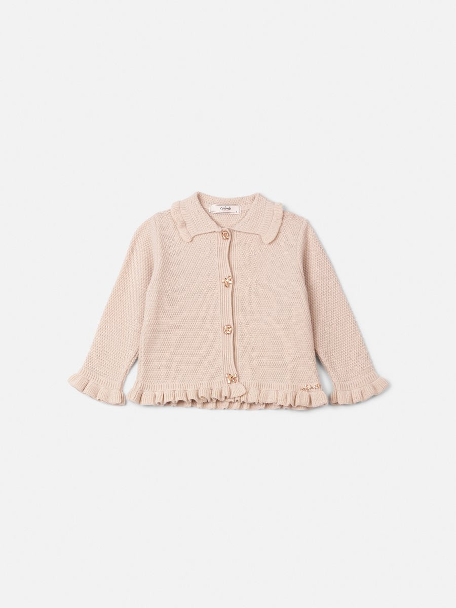 Children's Anime Knitted Girl Coat with Ruffles