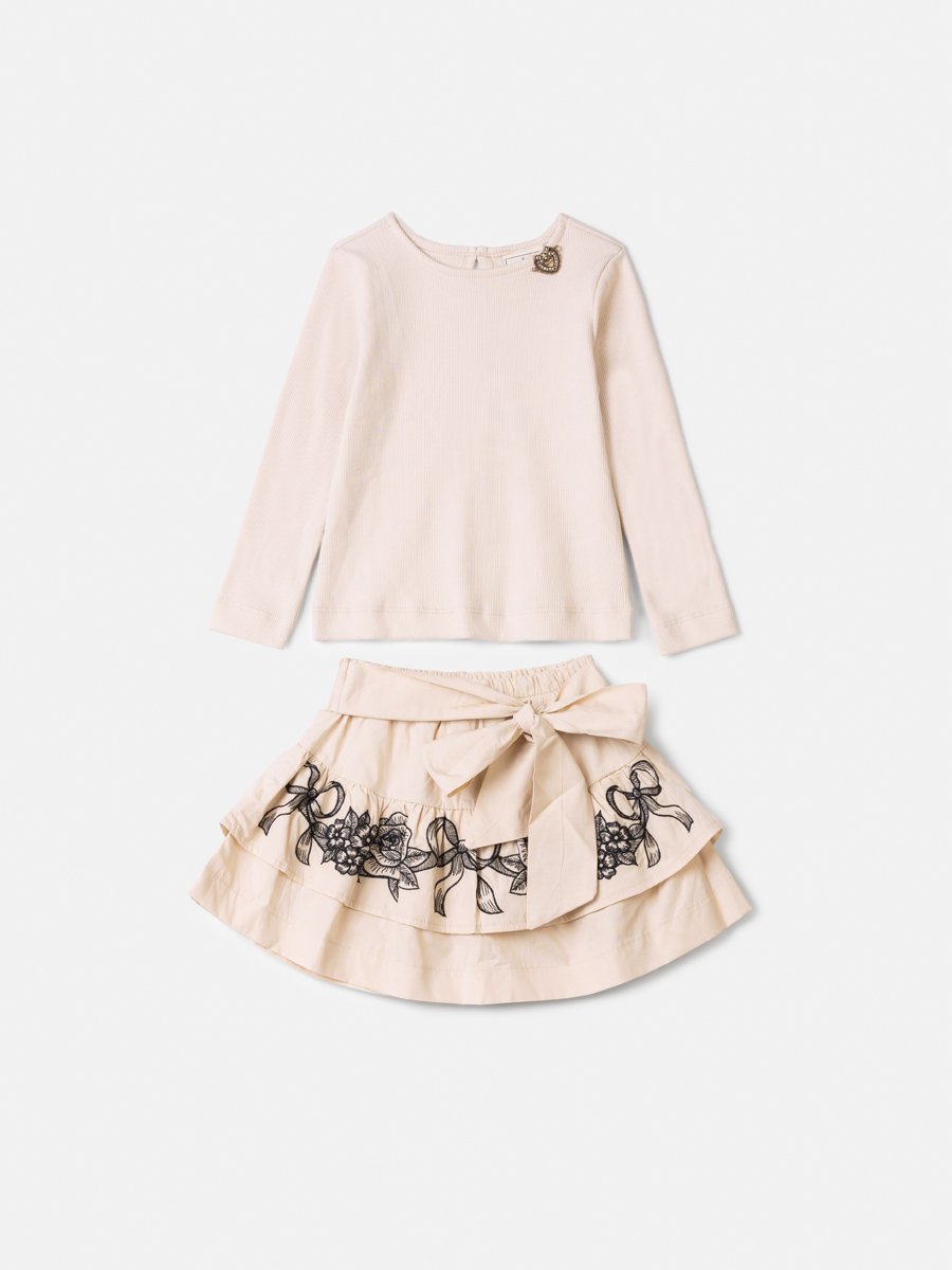 Anime Girl Children's Set with Floral Embroidery