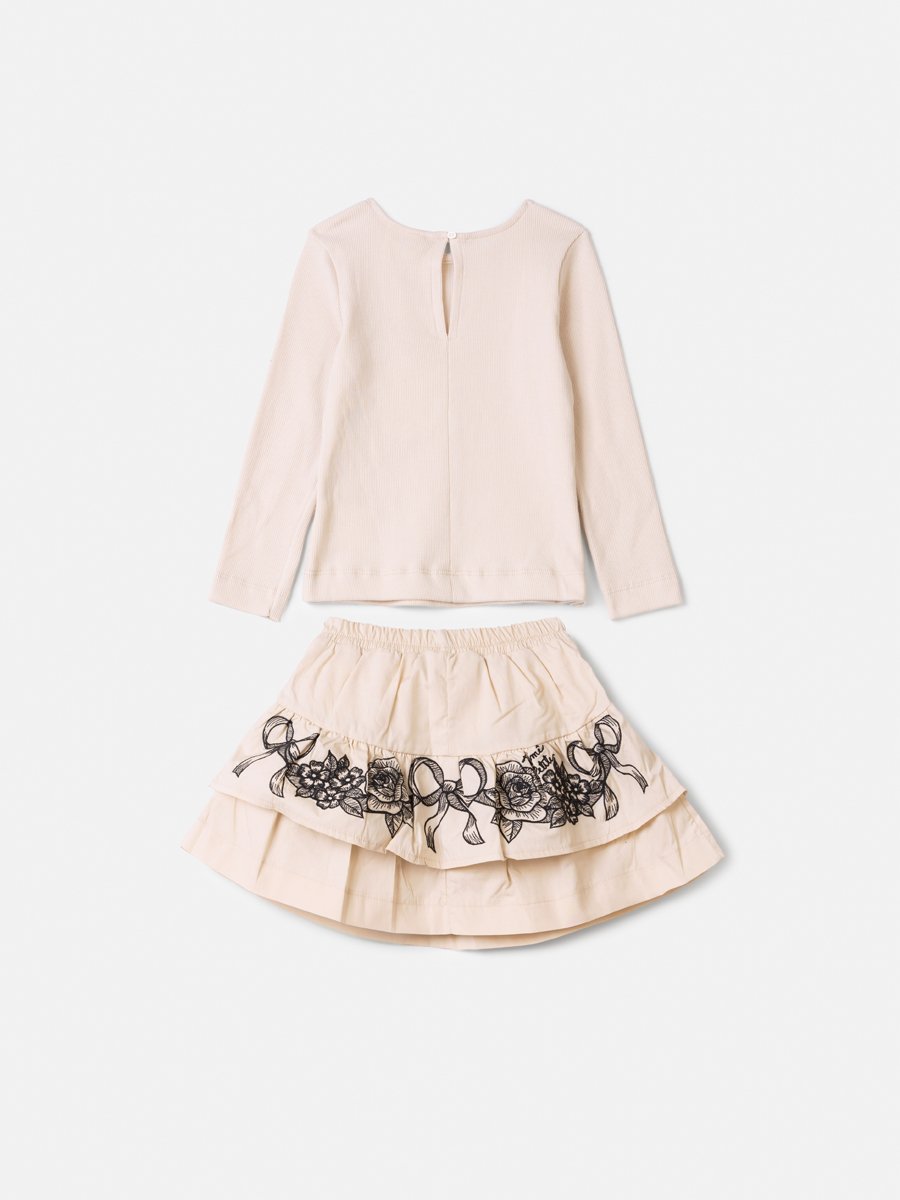 Anime Girl Children's Set with Floral Embroidery