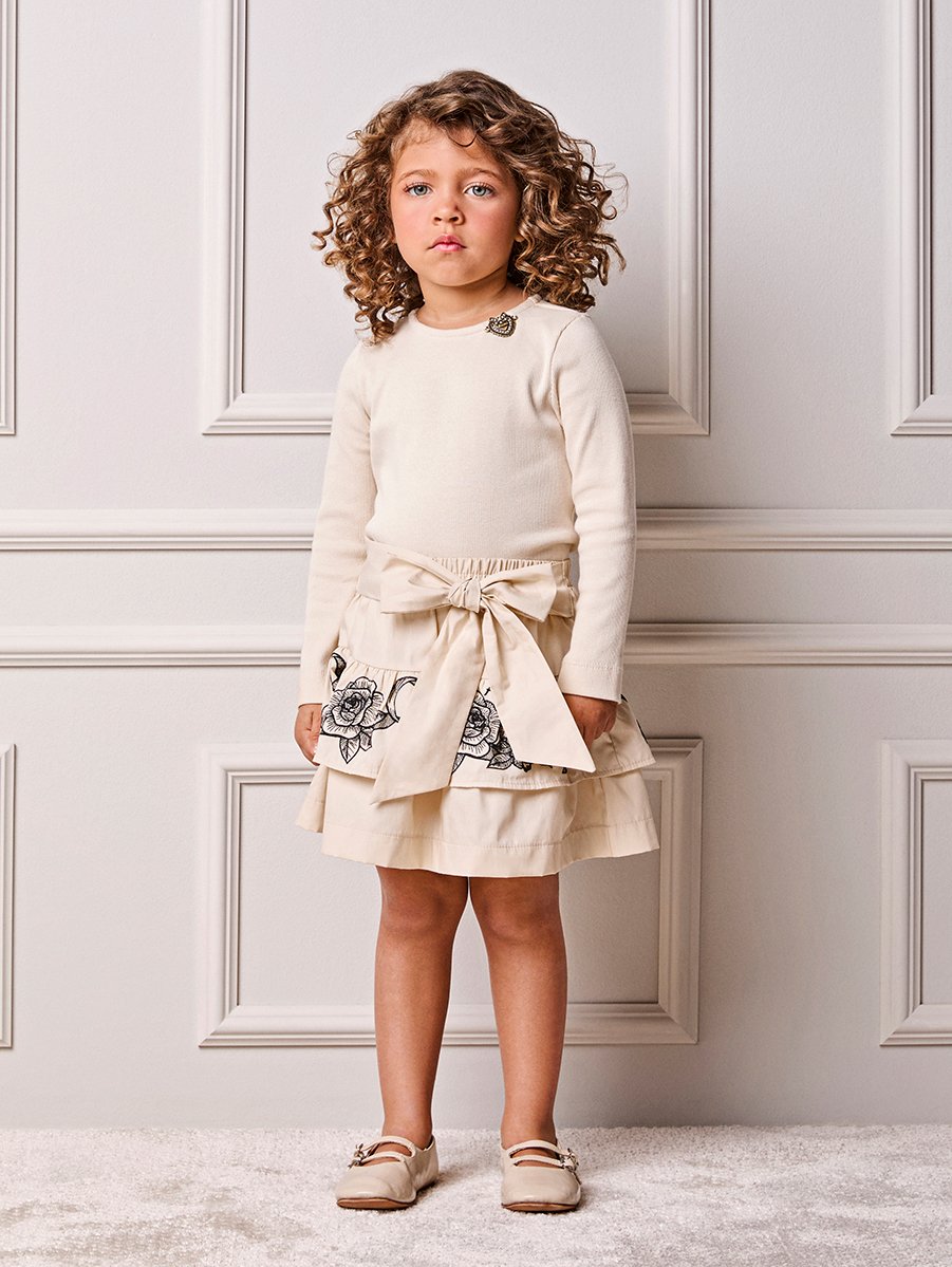 Anime Girl Children's Set with Floral Embroidery