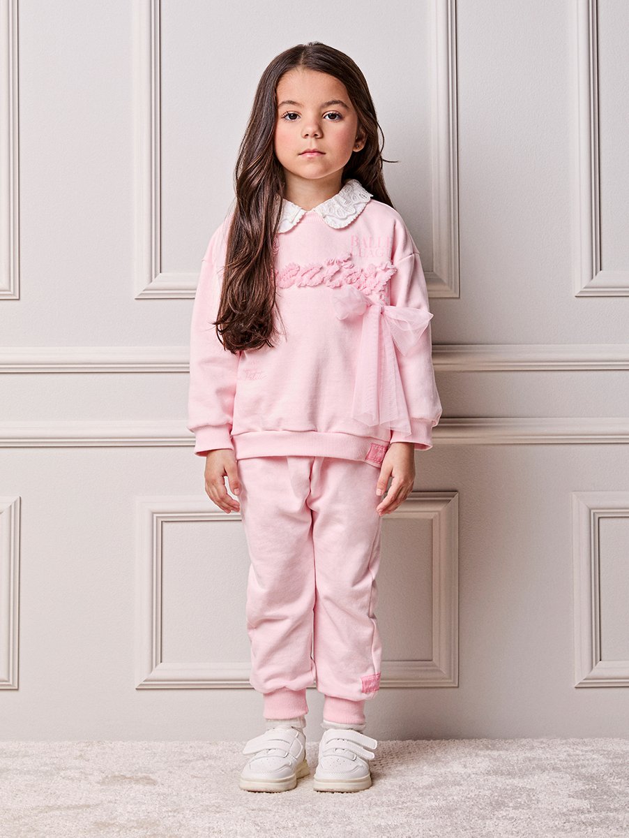 Animê Girls' Set – fleece with Bow and Lettering in Frill Tulle