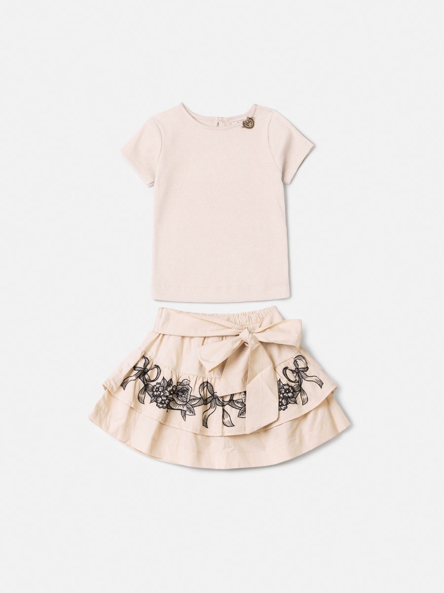 Anime Girl Children's Set with Floral Embroidery