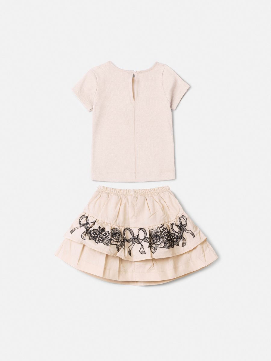 Anime Girl Children's Set with Floral Embroidery