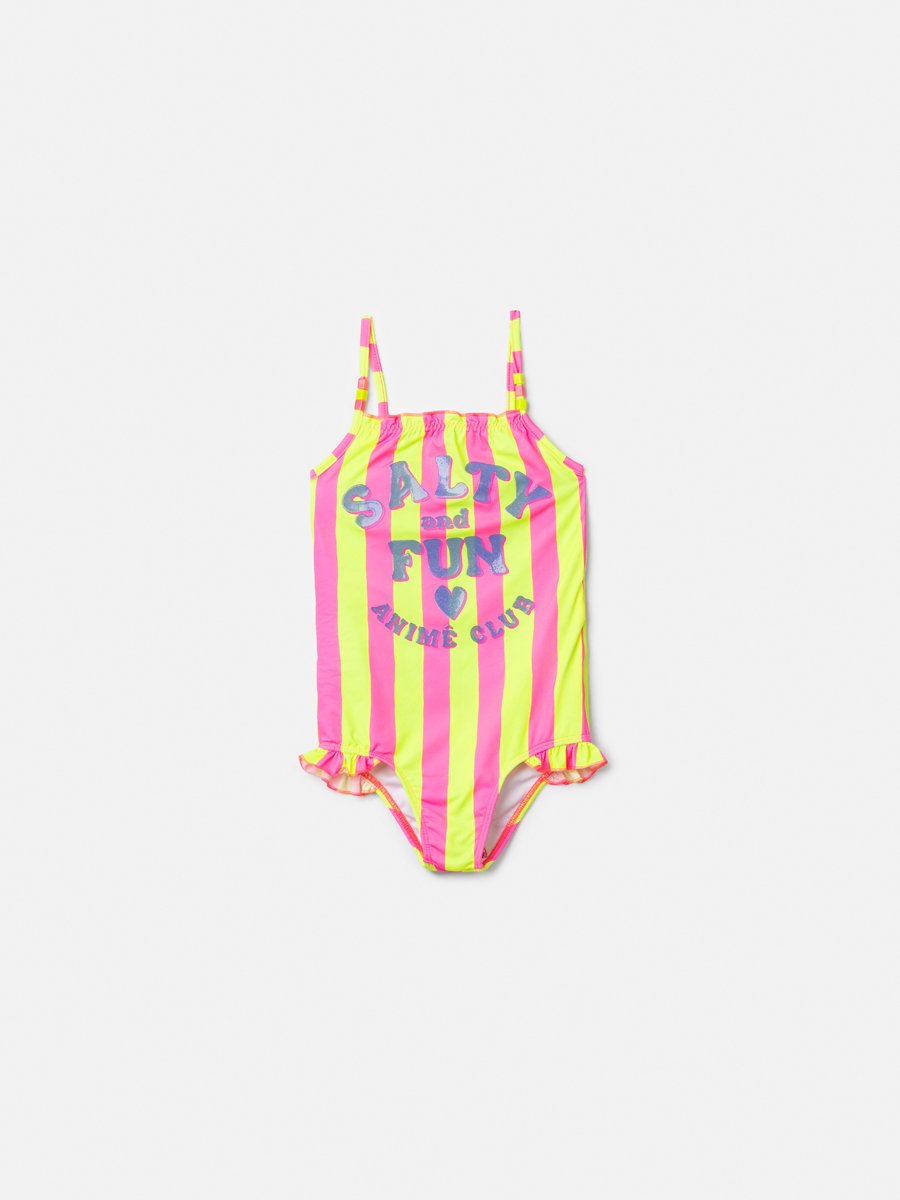 Striped Swimsuit with Beads