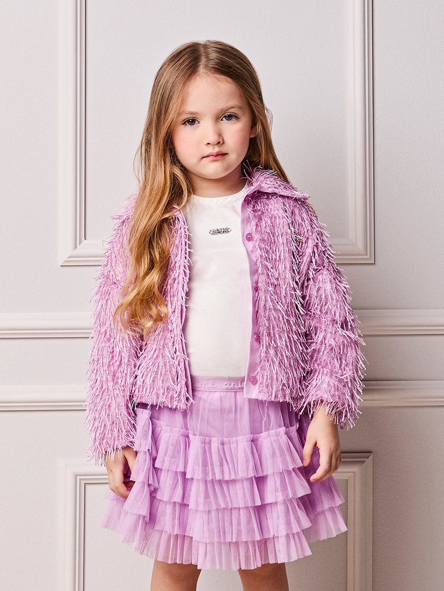 Lilac Anime Girl Children's Jacket with Fringes