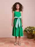 Green Children's Dress with Bow