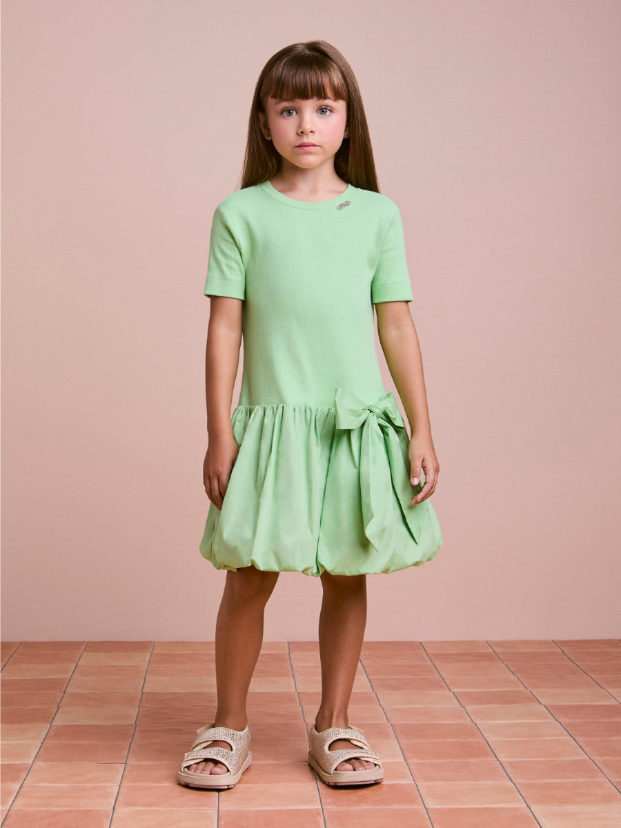 Green Balloon Dress with Maxi Bow