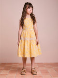 Yellow Laise Dress with Flowers
