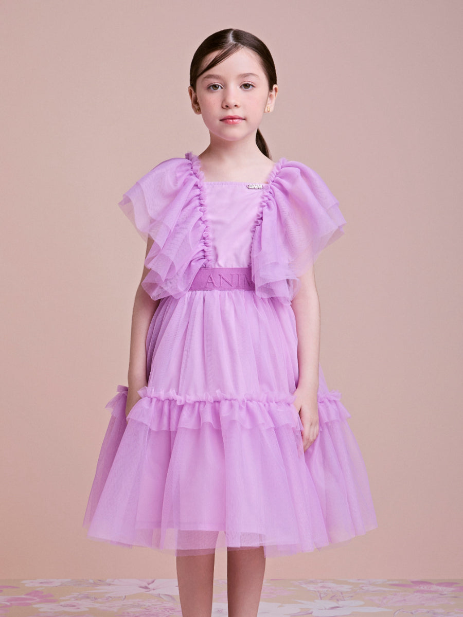 Lilac Tulle Dress with Ruffles
