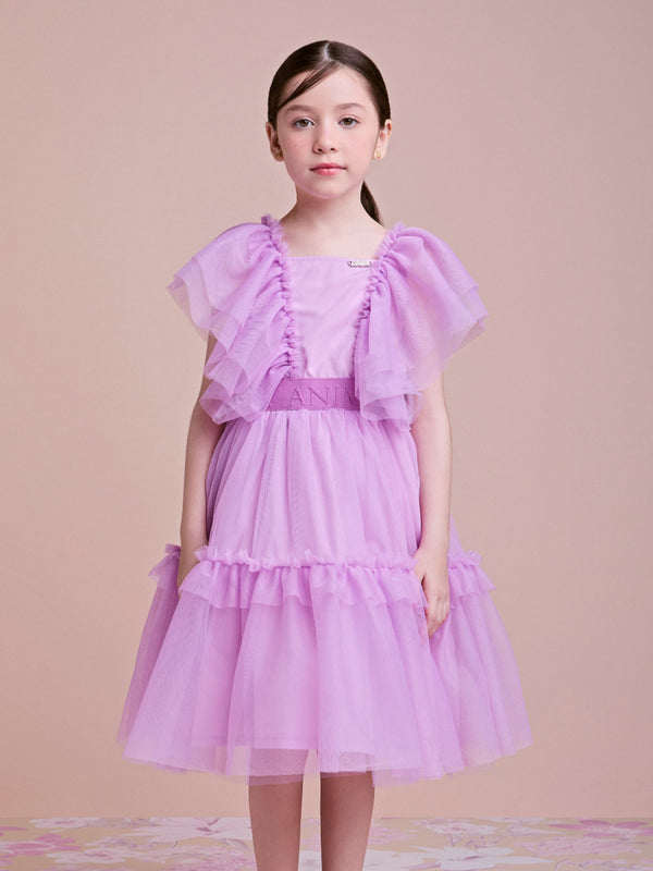 Lilac Tulle Dress with Ruffles