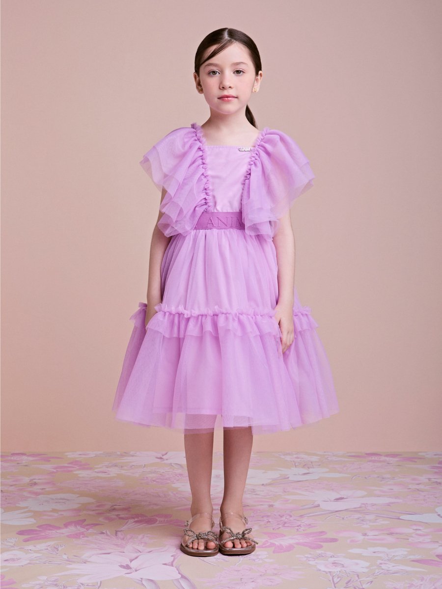 Lilac Tulle Dress with Ruffles