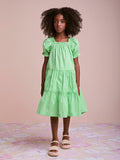 Green Dress with Puffed Sleeves
