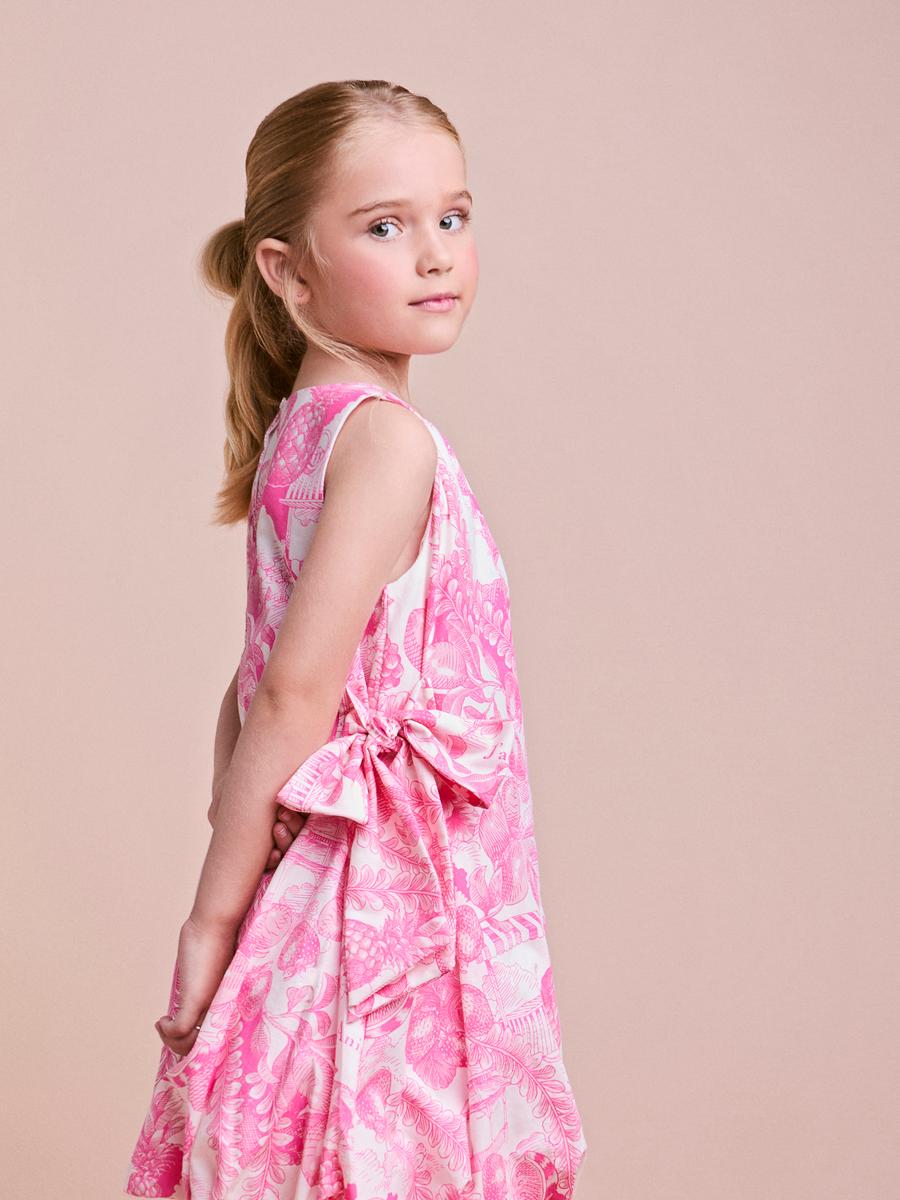 Children's Balloon Dress with Tiled Print