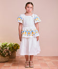 White Dress with Tropical Embroidery