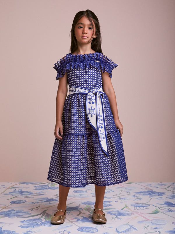 Children's Embroidered Tulle Dress with Ruffles
