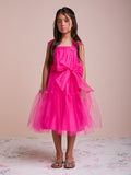 Children's Pink Tulle Dress with Sash and Bow