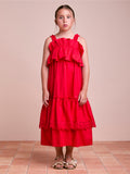 Red Children's Dress with Ruffles