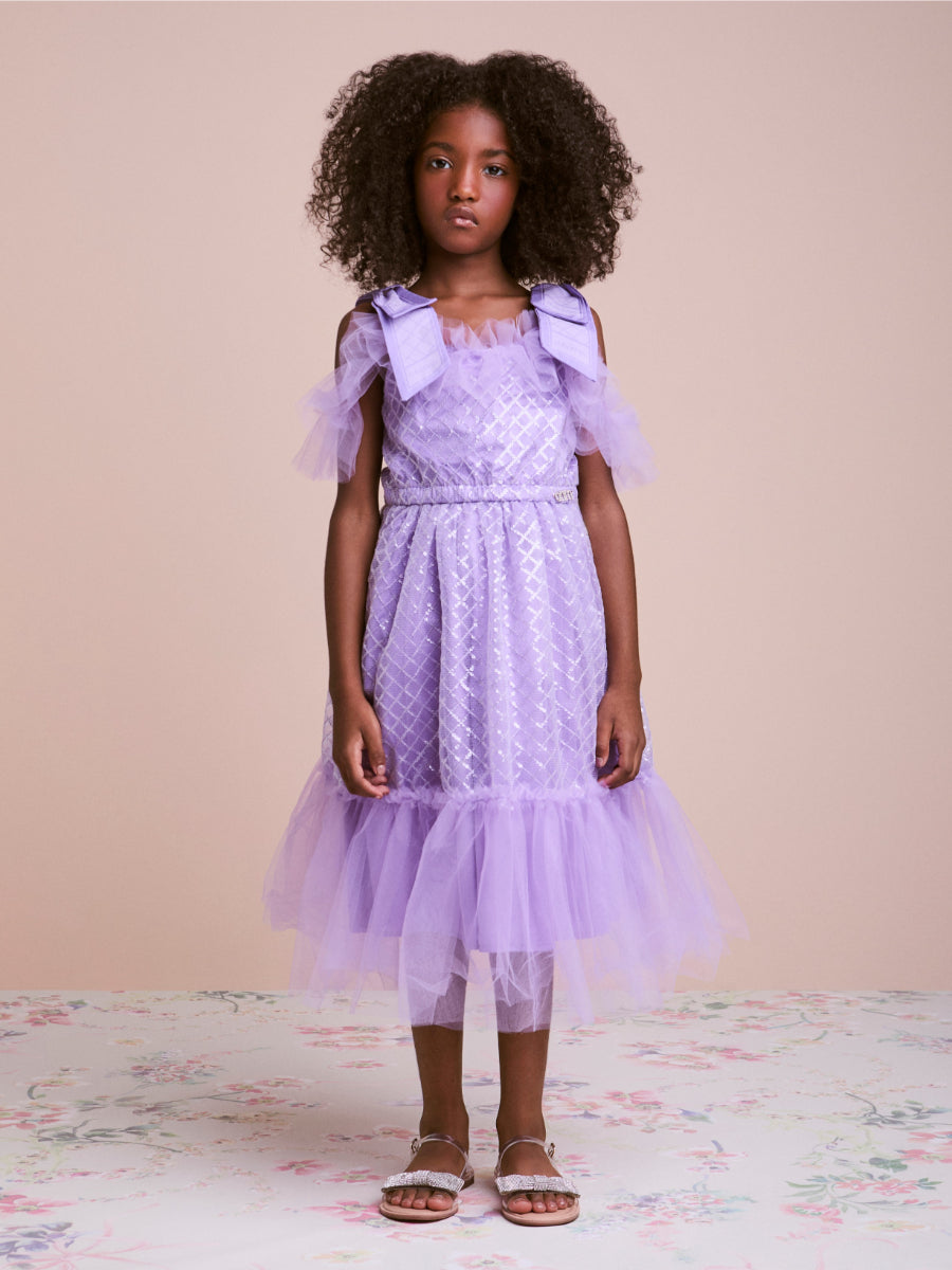 Children's Tulle Dress with Sequin Embroidery
