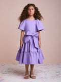 Lilac Children's Dress with Bow and Lace