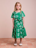 Green Laise and Bow Children's Dress