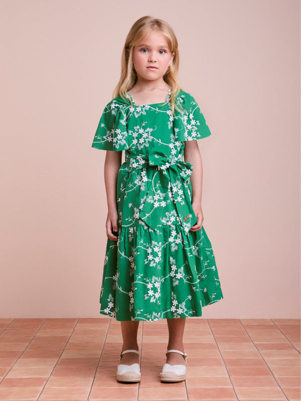 Green Laise and Bow Children's Dress