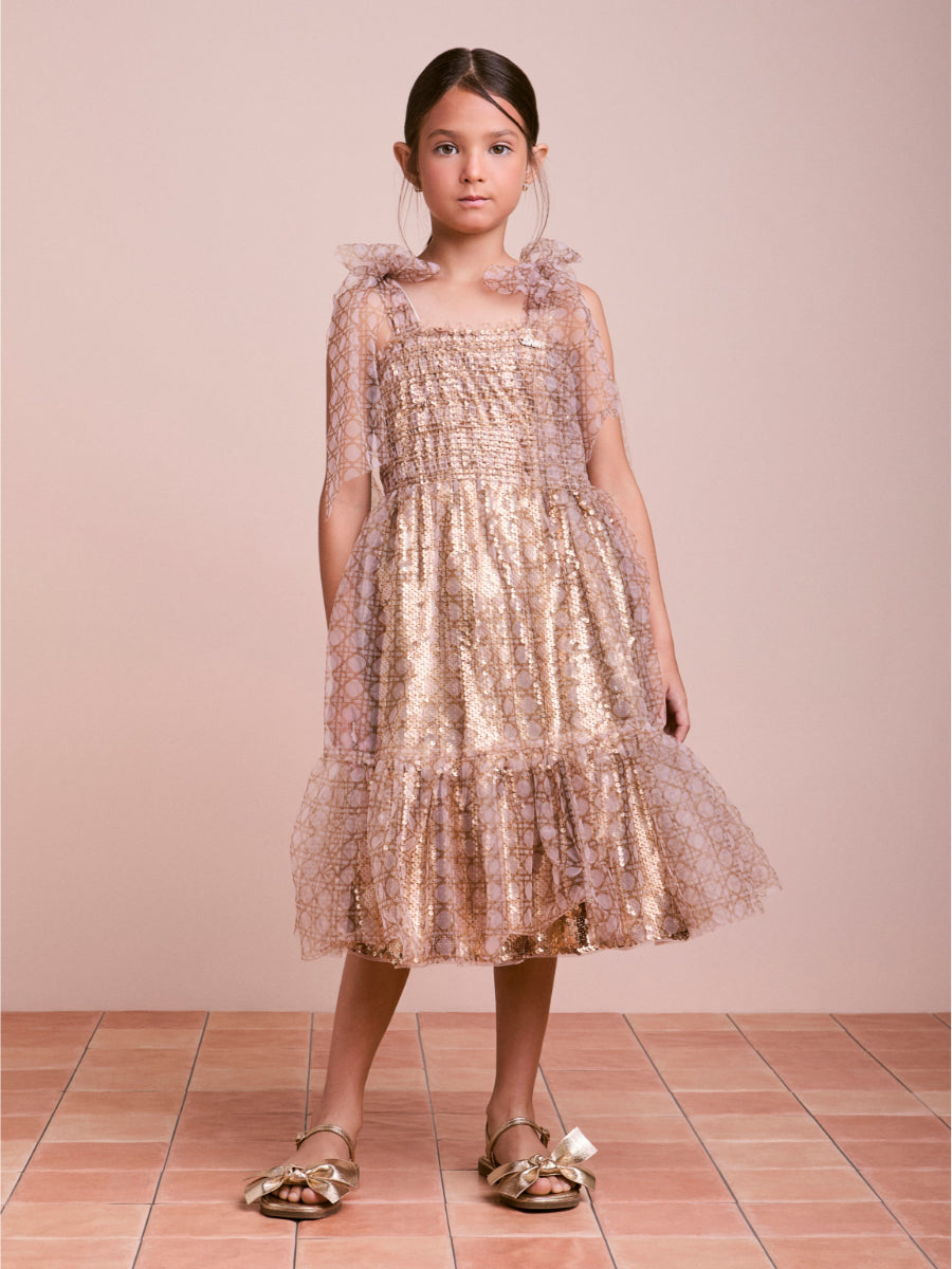 Children's Golden Sequin Dress with Tulle