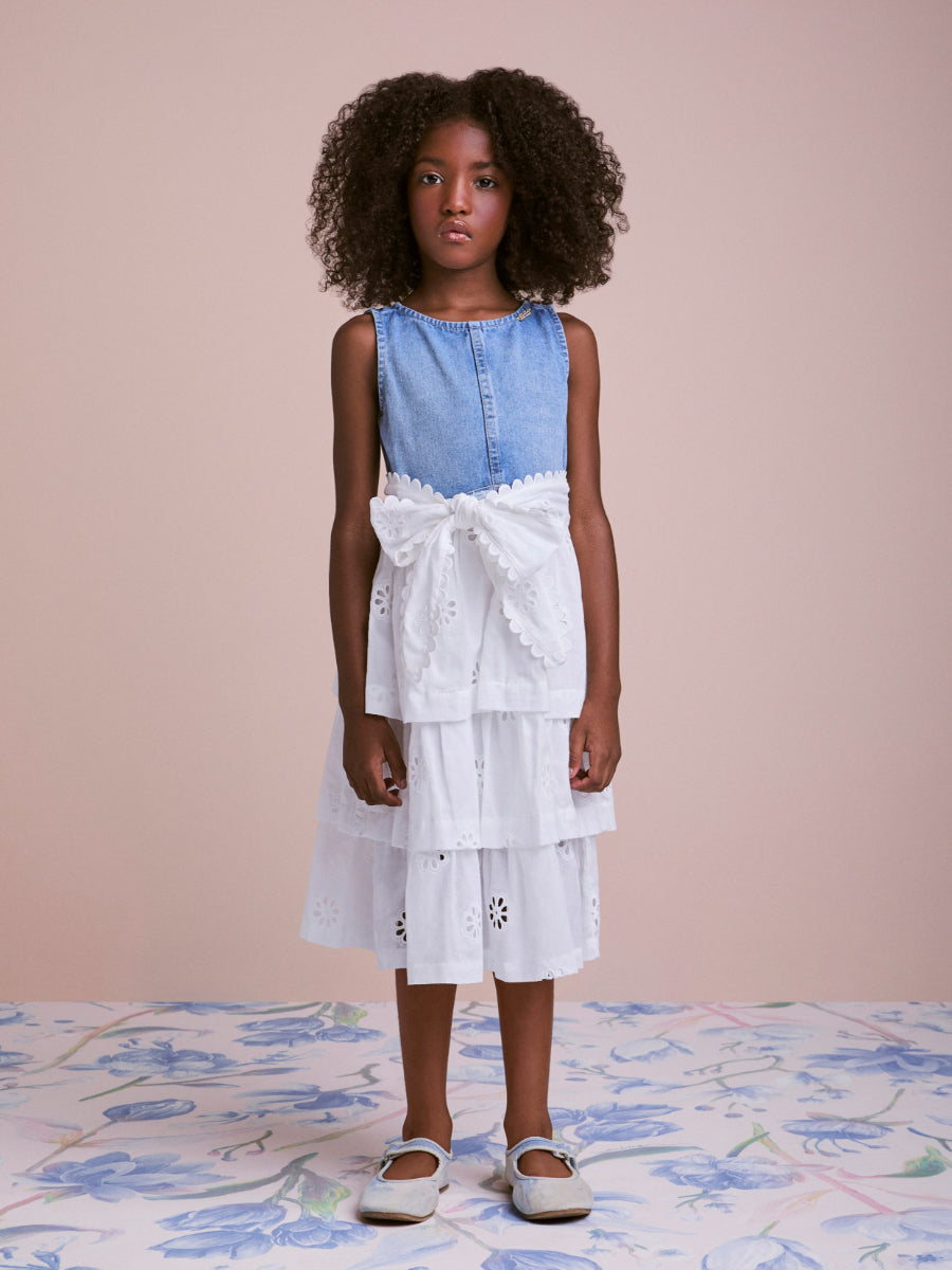 Children's Denim Dress with Laise Skirt