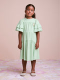 Green Dress with Ruffles on the Sleeves