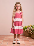Red Striped Children's Dress with Lace