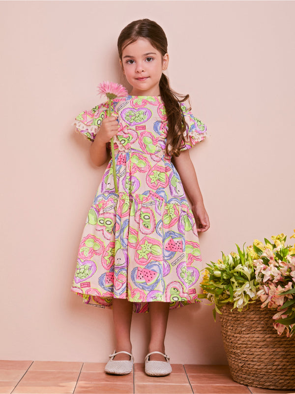 Children's Dress with Fruit Print