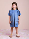 Denim Dress with Pleats