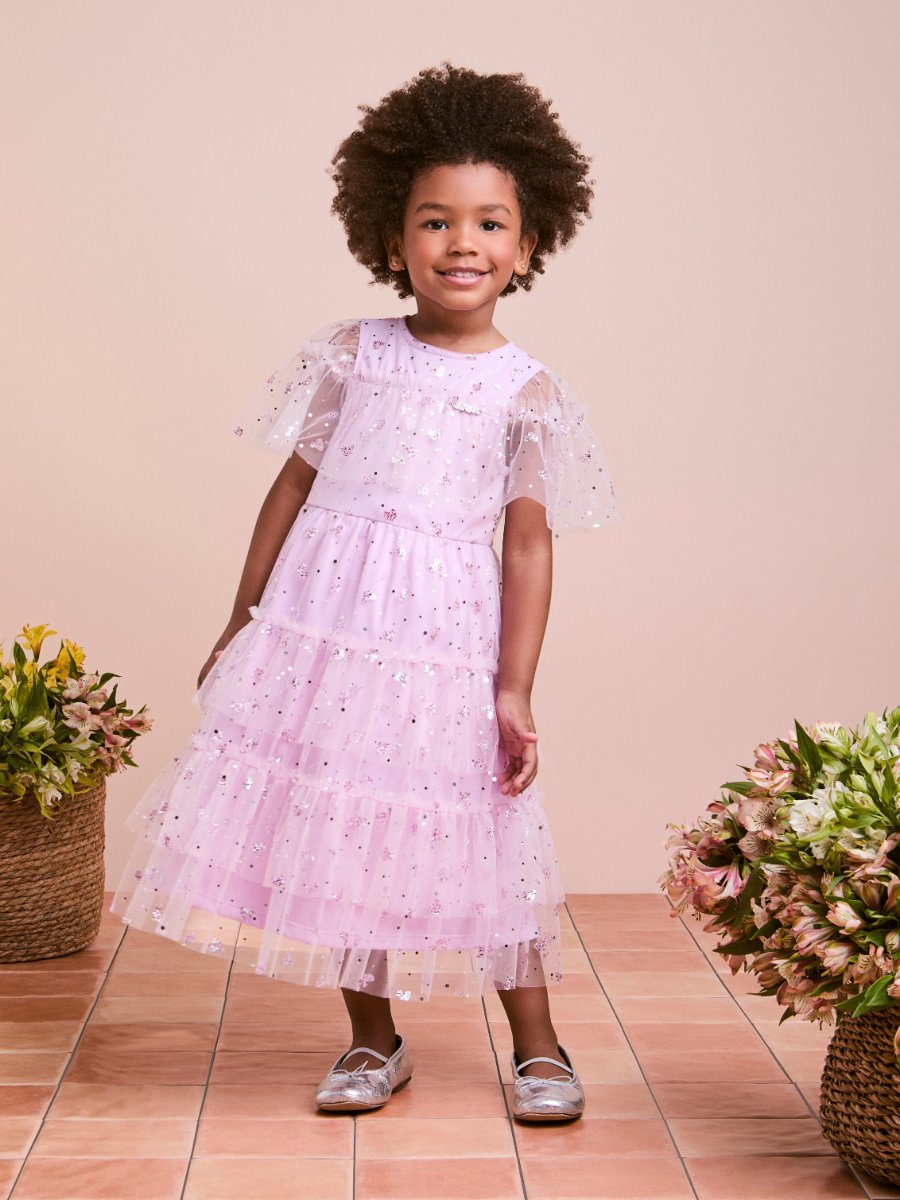 Children's Tulle Dress with Sequin Hearts