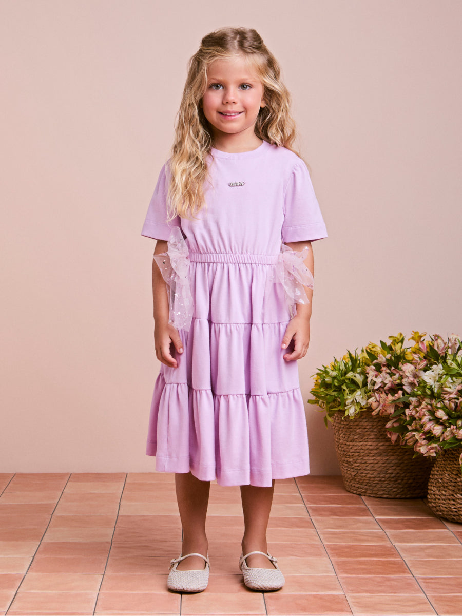 Children's Dress with Embroidered Tulle Bows